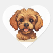 Sticker Cœur Le mignon chien Cavapoo pour les autocollants! (Devant)
