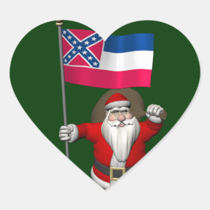 Sticker Cœur Le Père Noël Avec L'Ensigne Du Mississippi