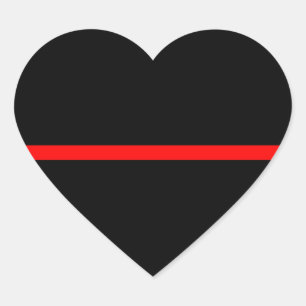 Sticker Cœur Le Symbole mince rouge ligne horizontale noir
