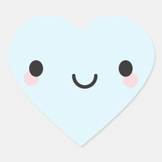 Sticker Cœur Le visage heureux de Kawaii (Devant)