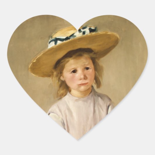 Sticker Cœur L'enfant de Cassatt en Casquette paille - avec un  (Devant)