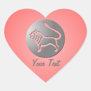 Sticker Cœur Leo Zodiac Star Sign Argent rose forme coeur