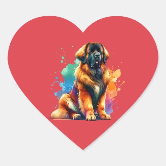 Sticker Cœur Leonberger Chien (Devant)