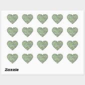 Sticker Cœur Leopard Chevron noir et vert (Feuille)