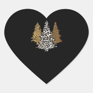 Sticker Cœur léopard de noël arbres guépard cadeau poster de an