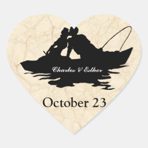 Sticker Cœur Les amants vintages de pêche font gagner la date