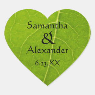 Sticker Cœur Les amoureux de la nature Mariage à feuilles verte