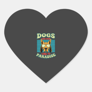 Sticker Cœur Les chiens sont notre lien vers le paradis Retro V