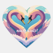 Sticker Cœur Les cygnes amoureux (Devant)