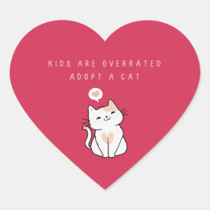 Sticker Cœur Les enfants sont surévalués - Adoptez un chat Dark