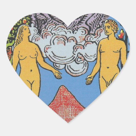 Sticker Cœur Les Lovers Tarot Card Tarots Lecture (Devant)