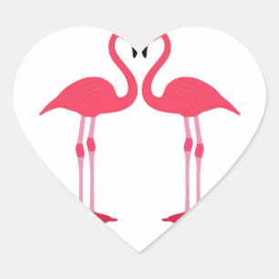 Sticker Cœur Les oiseaux de plage tropicaux Flamants roses de d