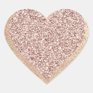 Sticker Cœur Les parties scintillantes de rose d'or Girly