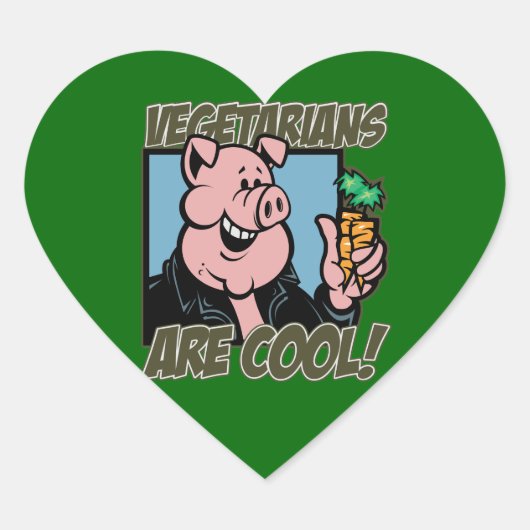 Sticker Cœur Les végétariens sont Cool (Devant)