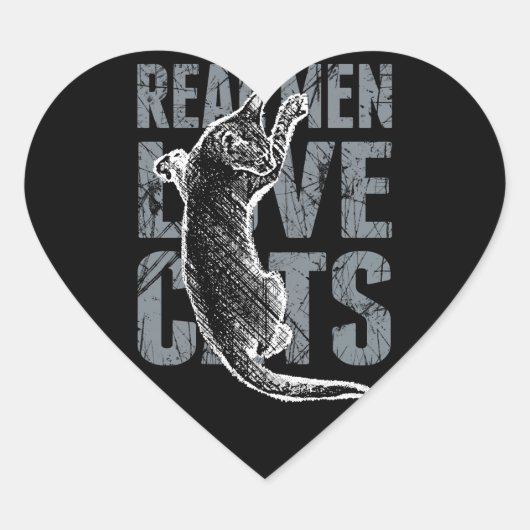 Sticker Cœur Les vrais hommes adorent les chats en style détend (Devant)