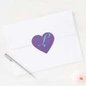 Sticker Cœur Lettre cursive L Bleu Purple calligraphie (Enveloppe)