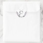 Sticker Cœur Lettre E Monogramme initial avec ailes angéliques  (Sac)