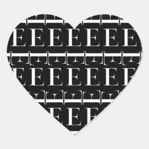 Sticker Cœur Lettre initiale monogramme E