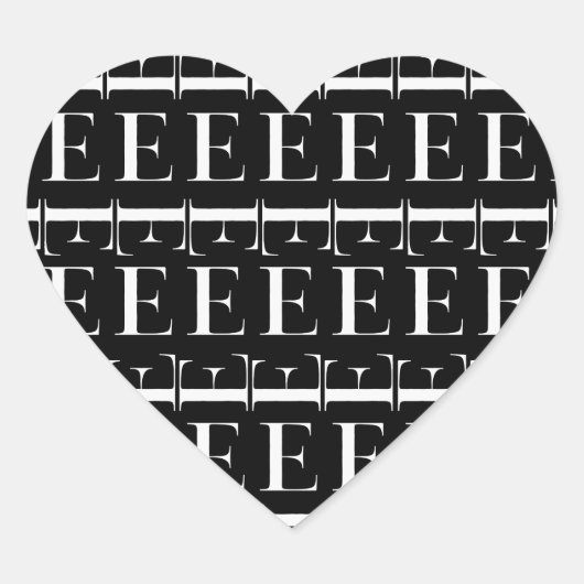 Sticker Cœur Lettre initiale monogramme E (Devant)