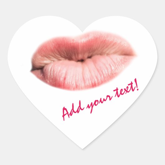 Sticker Cœur Lèvres de baiser personnalisables (Devant)
