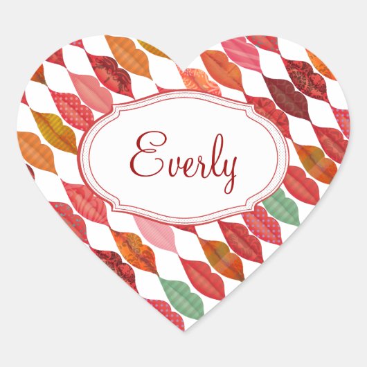 Sticker Cœur Lèvres Mme Hipster Vintage Retro Bride (Devant)