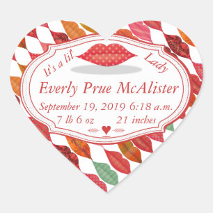 Sticker Cœur Lèvres Mme Hipster Vintage Retro Bride