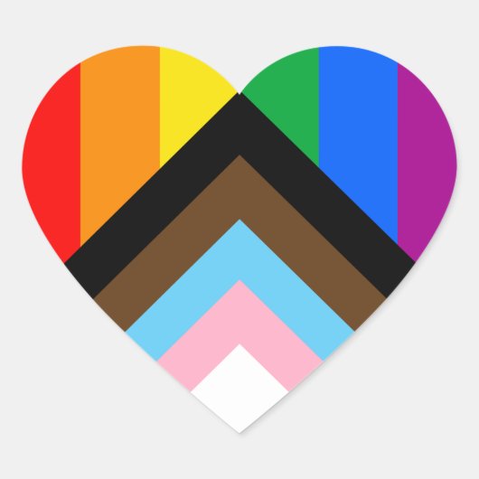 Sticker Cœur LGBTQ+ Indicateur de fierté de progrès (Devant)