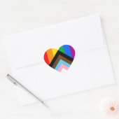 Sticker Cœur LGBTQ+ Indicateur de fierté de progrès (Enveloppe)