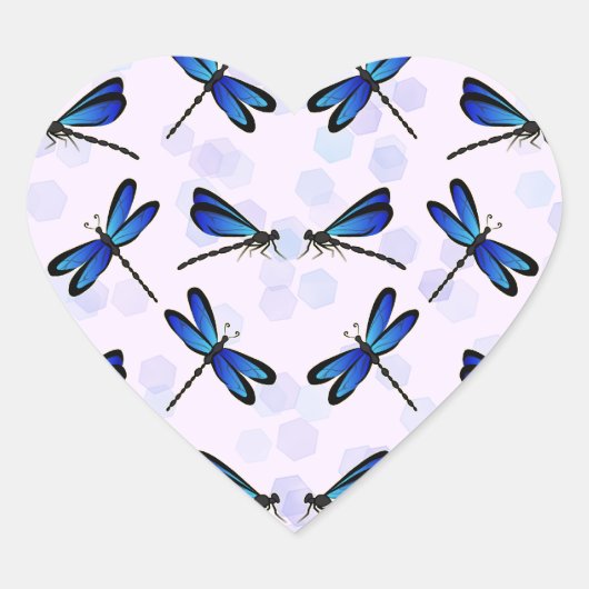 Sticker Cœur libellules bleues (Devant)