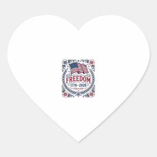 Sticker Cœur Liberté 1776 Chemise Fleurie Drapeau Patriotique V