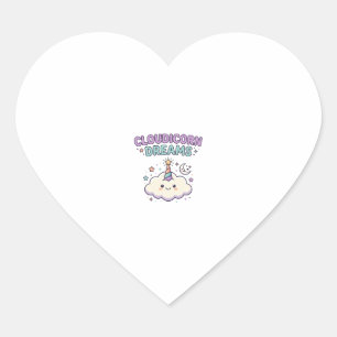 Sticker Cœur Licorne Cloudicorn Rêves Tendance Graphique Tee De