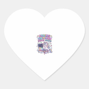 Sticker Cœur Licorne Coding Licorne Debug Squad Marché Charmant