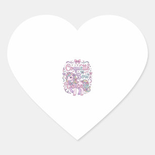 Sticker Cœur Licorne Coquette Bow Licorne Mignon Graphique T Pa