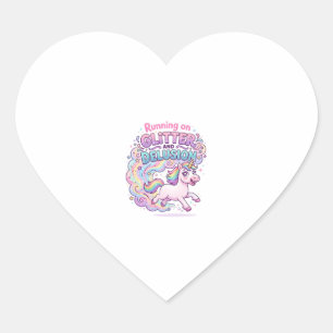 Sticker Cœur Licorne courant sur Brillant et Illusion Charmant
