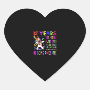 Sticker Cœur Licorne Dabbing 12 Ans 144 Mois Enfants 12ème Anni