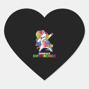 Sticker Cœur Licorne de la différence Embrasser la sensibilisat
