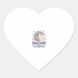 Sticker Cœur Licorne en fleurs Typographie Gras Impression à la