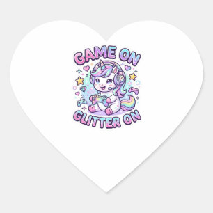 Sticker Cœur Licorne Jeu Sur Paillettes Sur Graphisme Merch De