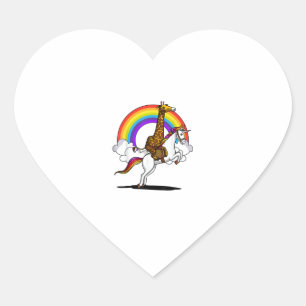 Sticker Cœur Licorne Magique Arc-en-Ciel Drôle Garçons à Cheval