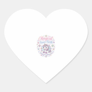 Sticker Cœur Licorne Magique Depuis la Naissance Impression Prê