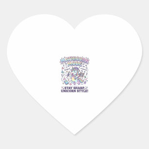 Sticker Cœur Licorne Mathicorne Mode Charmant Fond Blanc D