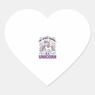 Sticker Cœur Licorne Mon Animal Spirituel Est une Licorne Typog