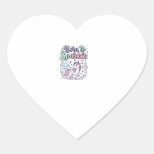 Sticker Cœur Licorne Née pour Briller Graphisme Merch Desig
