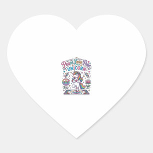 Sticker Cœur Licorne Paix Amour Pose Licorne Fond Blanc S