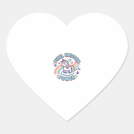 Sticker Cœur Licorne Pixel Licorne Puissance Conception Graphiq (Devant)