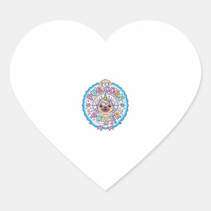 Sticker Cœur Licorne Pugicorn Puissance Drôle Cadeau Mignon Con