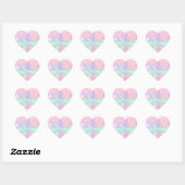 Sticker Cœur Licorne rose pailleté iridescent rose gold anniver (Feuille)