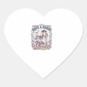 Sticker Cœur Licorne Sauve un Cheval Monte une Licorne Impressi