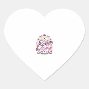 Sticker Cœur Licorne s'étirant dans mon magnifique fond blanc s