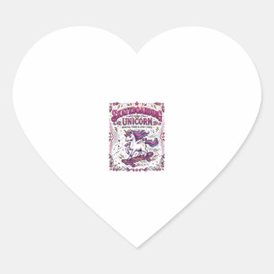 Sticker Cœur Licorne Skateboarding Licorne Stylish Fond Blanc
